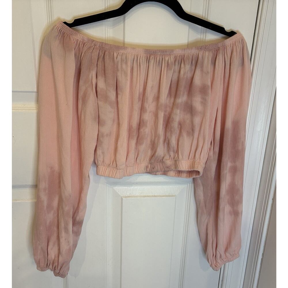 Electric & Rose Bardia Off-The-Shoulder Crop Top Rhythm Rosey Pink Tie Dye S